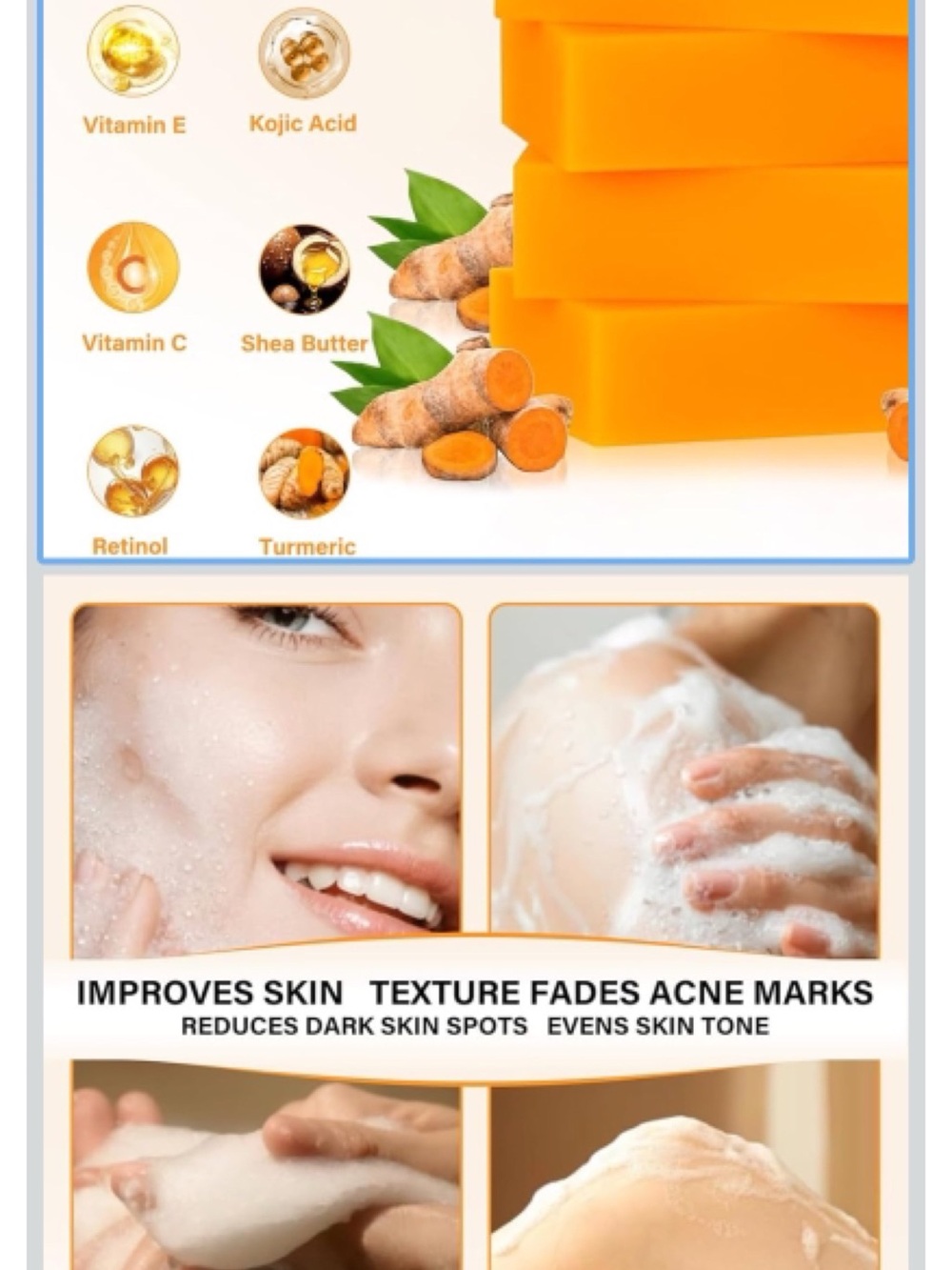 Turmeric Whitening Body Soap Bar - Bright Orange Skin Care